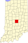 Map of Indiana highlighting Marion County